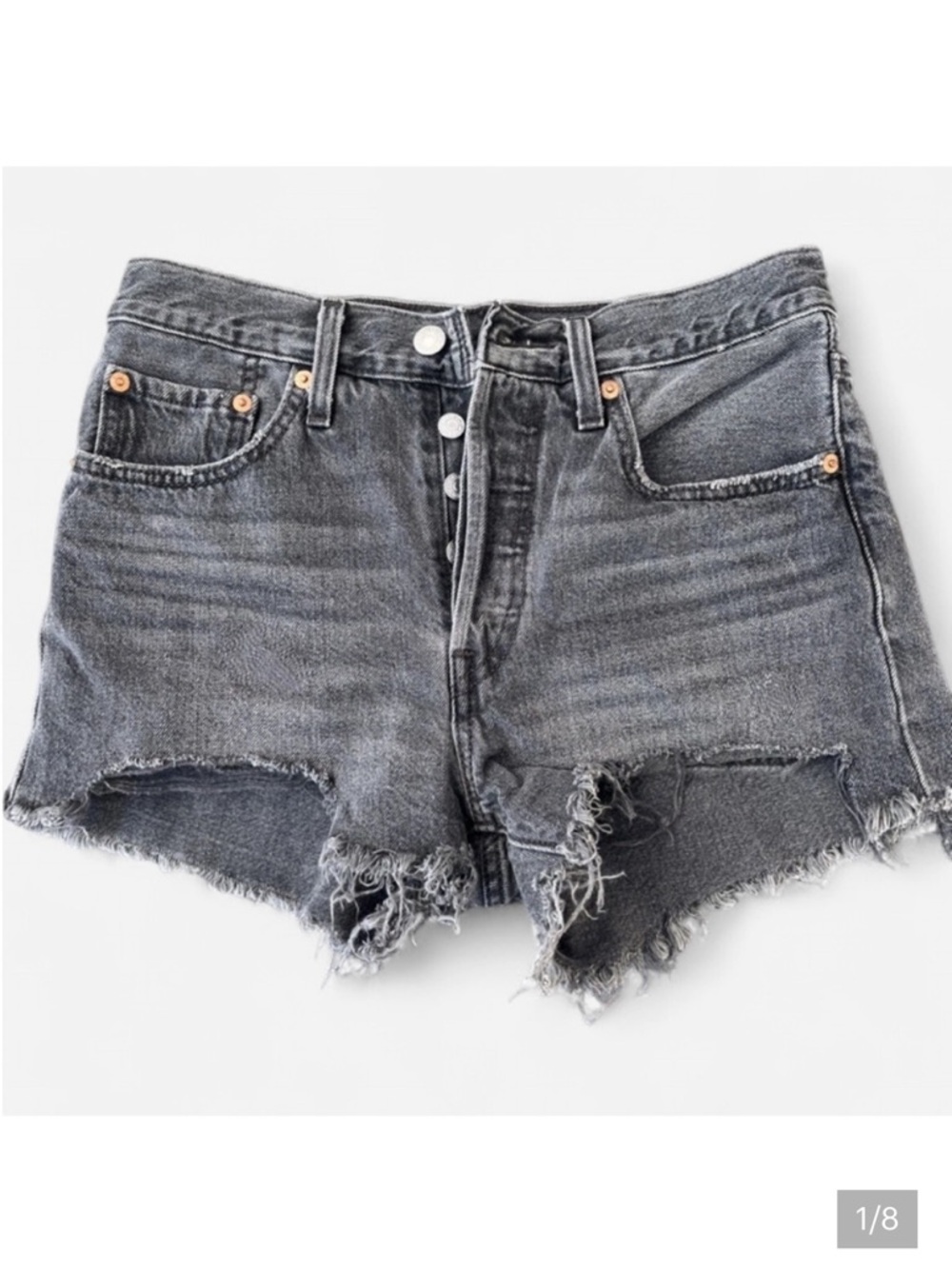 Levi’s 501 Premium Black Distressed Shorts Size 26